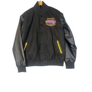 American Cheer Power Champion  Jacket Kids Size‎ M Black Leather Wool Blend